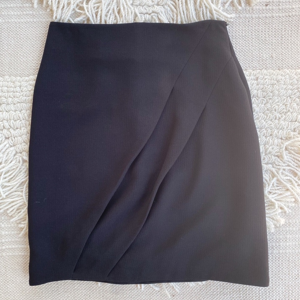 GIORGIO ARMANI black drape front pencil skirt 40